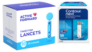 Contour NEXT Blood Glucose Test Strips + Lancets