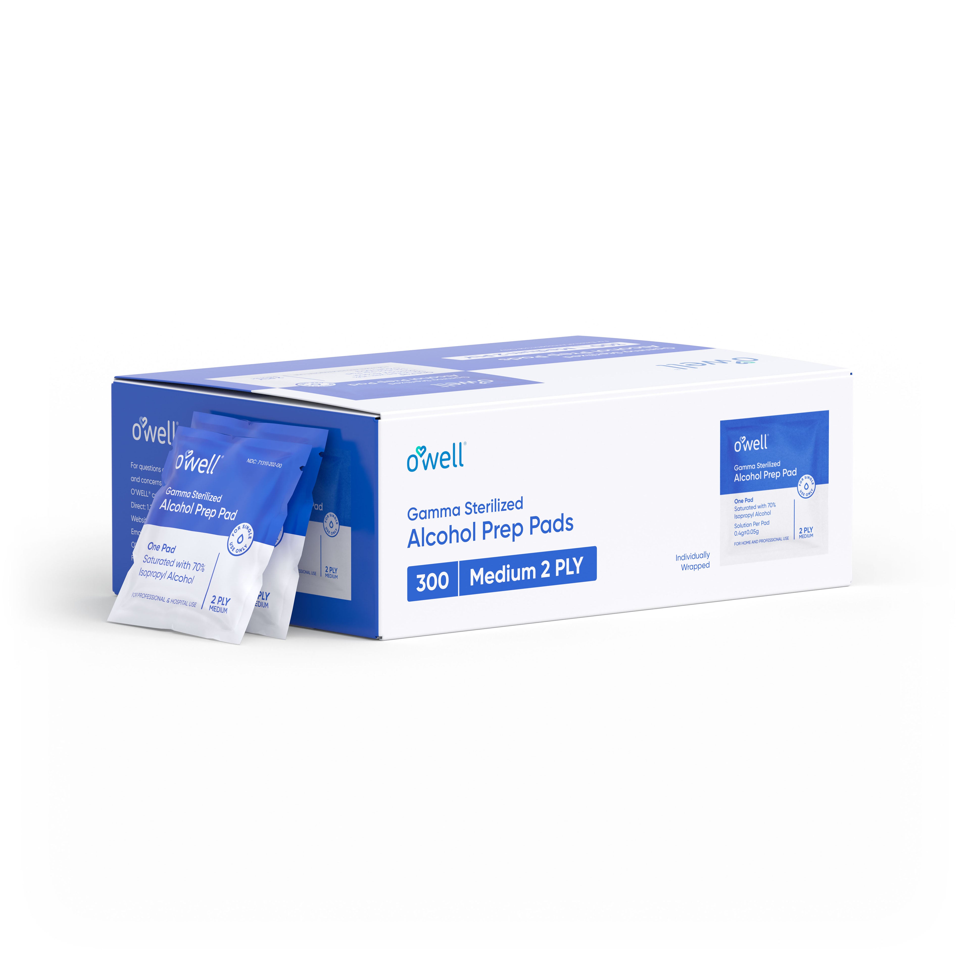 O'WELL Alcohol Prep Pads | Medium 2-Ply | Individually Wrapped Sterile Alcohol Wipes