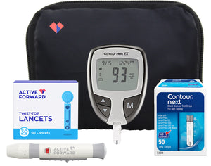 Contour NEXT EZ Diabetes Testing Kit | Starter Kit + Test Strips & Lancets